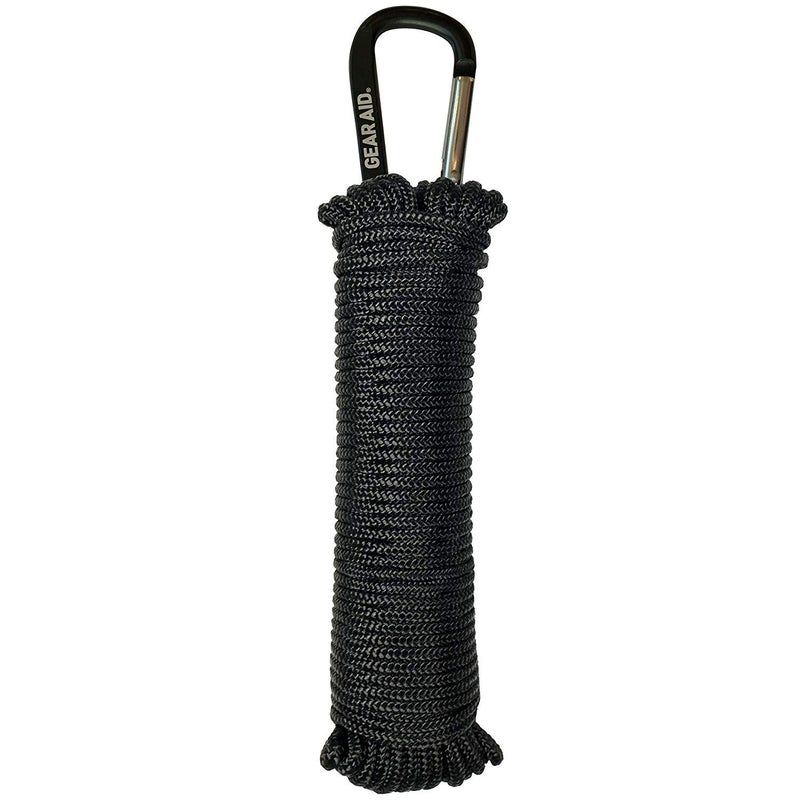 GEAR AID 325 Paracord and Carabiner, Utility Cord for Camping and Hiking, Black, 50 ft